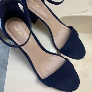 Aldo shoes. Women blocked heels. NEW!! Strapped 3” heels. Navy blue color.